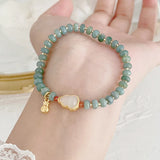 Natural Green Bead Gourd Tianyuzhu Bracelet Women's Peace Buckle Jewelry