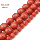 Natural Grass Red Coral Beads 6-16mm 15in strand