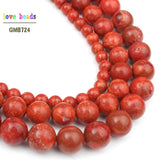 Natural Grass Red Coral Beads 6-16mm 15in strand