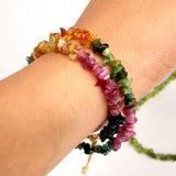 Colorful Tourmaline Stone Beads Double Circle Bracelets for Women