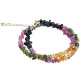 Colorful Tourmaline Stone Beads Double Circle Bracelets for Women