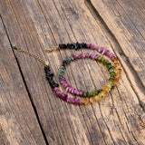 Colorful Tourmaline Stone Beads Double Circle Bracelets for Women
