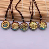 Retro Seven Wheel Stone Crystal Necklace Charm Resin Sweater Chain