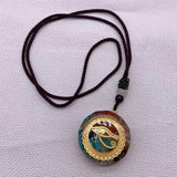 Retro Seven Wheel Stone Crystal Necklace Charm Resin Sweater Chain