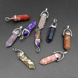 Gravel Hexagonal Pillar Crystal Pendant for DIY Necklace