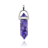Gravel Hexagonal Pillar Crystal Pendant for DIY Necklace