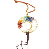 Natural Gravel Tree Of Life Braid Car Ornament Rough Crystal Pendant