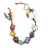 Natural Gravel Tree Of Life Braid Car Ornament Rough Crystal Pendant
