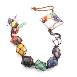 Natural Gravel Tree Of Life Braid Car Ornament Rough Crystal Pendant