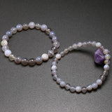 Natural Gray Agates Beads Bracelet for Men
