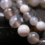 Natural Gray Agates Beads Bracelet for Men