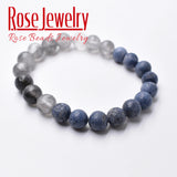 Gray Crystal Coral Bracelet 8mm Beads for Women Men