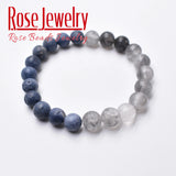 Gray Crystal Coral Bracelet 8mm Beads for Women Men