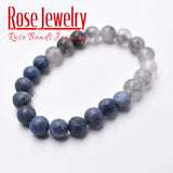 Gray Crystal Coral Bracelet 8mm Beads for Women Men