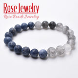 Gray Crystal Coral Bracelet 8mm Beads for Women Men