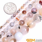 Natural Gray Dendritic Agate Round Beads 15 Inch Strand DIY Jewelry Making