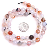 Natural Gray Dendritic Agate Round Beads 15 Inch Strand DIY Jewelry Making
