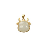 Gray Jade Ox Pendant Chinese Zodiac Cow Year Necklace