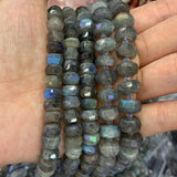 Gray Labradorite Stone Beads 15'' Faceted Rondelle Spacer Loose Beads