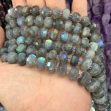 Gray Labradorite Stone Beads 15'' Faceted Rondelle Spacer Loose Beads
