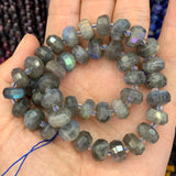 Gray Labradorite Stone Beads 15'' Faceted Rondelle Spacer Loose Beads