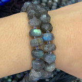 Gray Labradorite Stone Beads 15'' Faceted Rondelle Spacer Loose Beads
