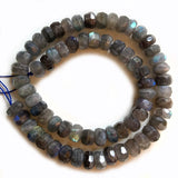 Gray Labradorite Stone Beads 15'' Faceted Rondelle Spacer Loose Beads