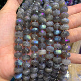 Gray Labradorite Stone Beads 15'' Faceted Rondelle Spacer Loose Beads