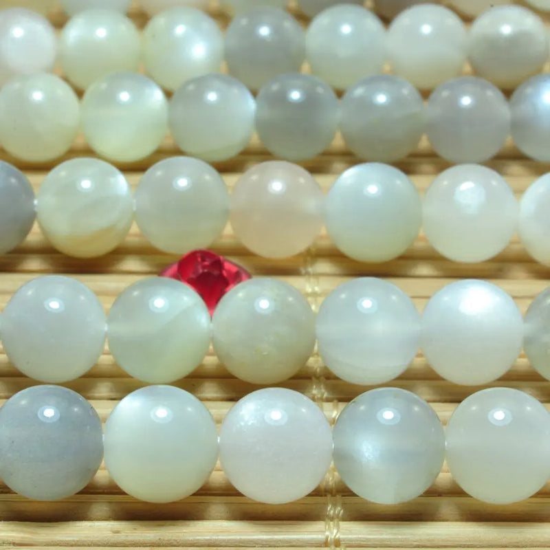 Natural Gray Moonstone Smooth Round Beads for Jewelry Making