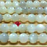 Natural Gray Moonstone Smooth Round Beads for Jewelry Making