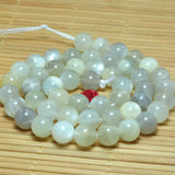Natural Gray Moonstone Smooth Round Beads for Jewelry Making