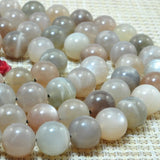 Natural Gray Moonstone Smooth Round Loose Beads Gemstone Bracelet Necklace