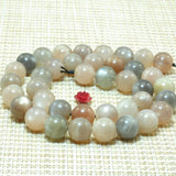 Natural Gray Moonstone Smooth Round Loose Beads Gemstone Bracelet Necklace