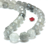 Natural Gray Rock Crystal Faceted Double Terminated Point Beads
