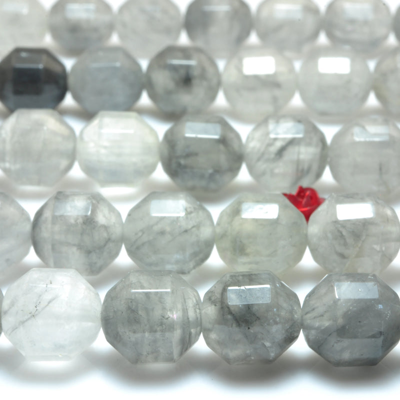 Natural Gray Rock Crystal Faceted Double Terminated Point Beads