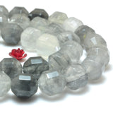 Natural Gray Rock Crystal Faceted Double Terminated Point Beads