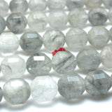Natural Gray Rock Crystal Faceted Double Terminated Point Beads