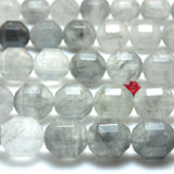 Natural Gray Rock Crystal Faceted Double Terminated Point Beads