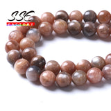Natural Gray Sunstone Round Beads 6-10mm 15''