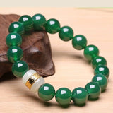 Green Agate Beads Bracelet with Inlaid Jade Passepartout