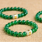 Green Agate Beads Bracelet with Inlaid Jade Passepartout