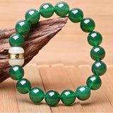 Green Agate Beads Bracelet with Inlaid Jade Passepartout
