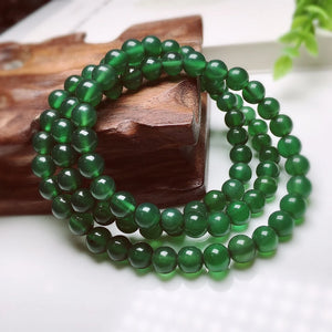Green Agate Bracelet 6mm Round Bead String Jewelry