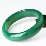 Hand-Carved Green Agate Chalcedony Bracelet 54-64mm Women's Jade Bangles