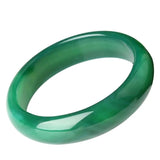 Hand-Carved Green Agate Chalcedony Bracelet 54-64mm Women's Jade Bangles