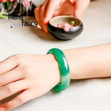 Green Agate Chalcedony Bracelet Charms Fine Jewelry Women Bangle