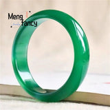 Green Agate Chalcedony Bracelet Charms Fine Jewelry Women Bangle