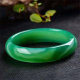 Green Agate Chalcedony Bracelet Charms Fine Jewelry Women Bangle