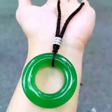 Green Agate Chalcedony Pendant Necklace Sweater Chain Jewelry