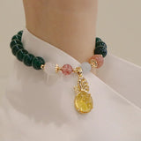 Green Agate Pink Cinnabar Bracelet Chinese Style Jewelry